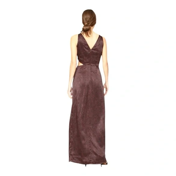Nicholas Silvina Wrap Gown Maxi Dress Side Cutout in Silk Snakeskin Print Size 4 - Picture 3 of 11
